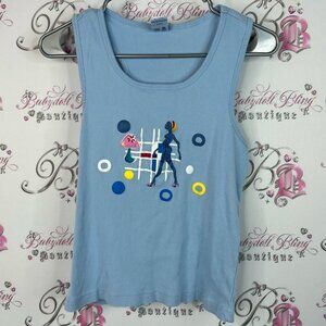 Request tank top high heels lingerie doll Chic Light Blue Graphic Tank Top y2k